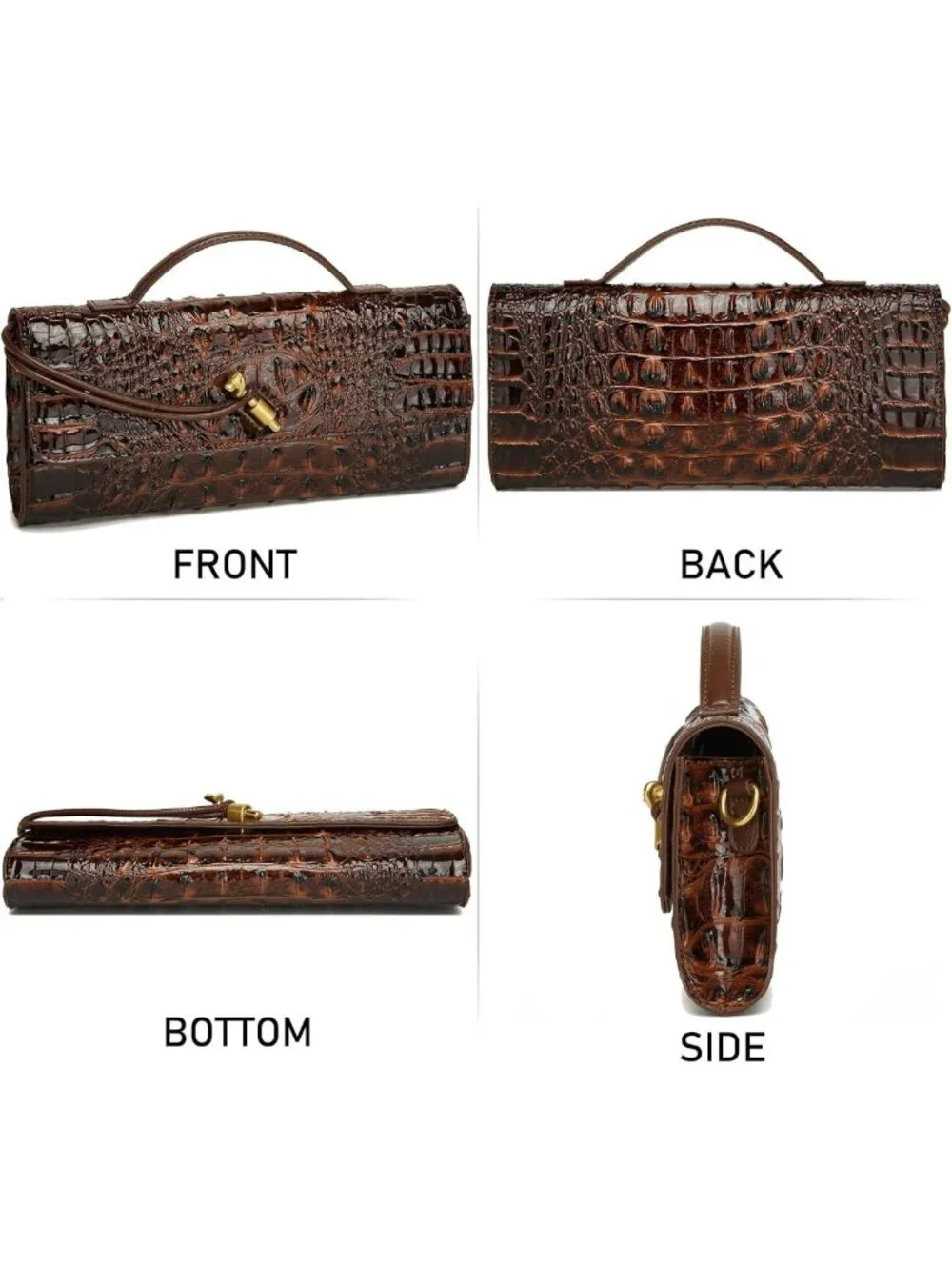 Trendy Crocodile Evening Clutch Purse | Cute Vegan Leather Crossbody Handbag